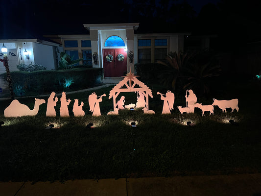 large outdoor nativity scene set