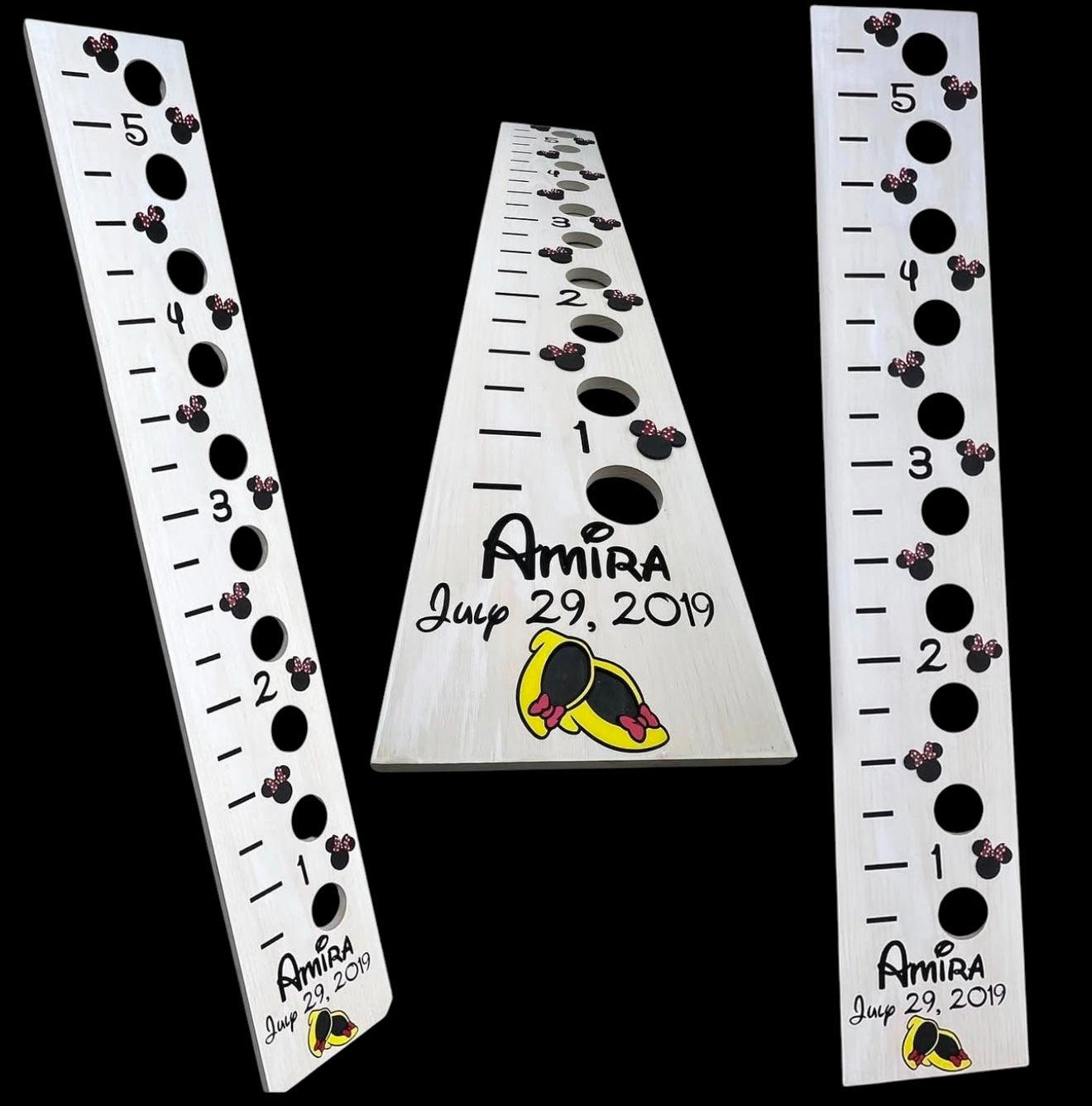 Custom Wooden Growth Chart with Photo Slots & Personalized Design