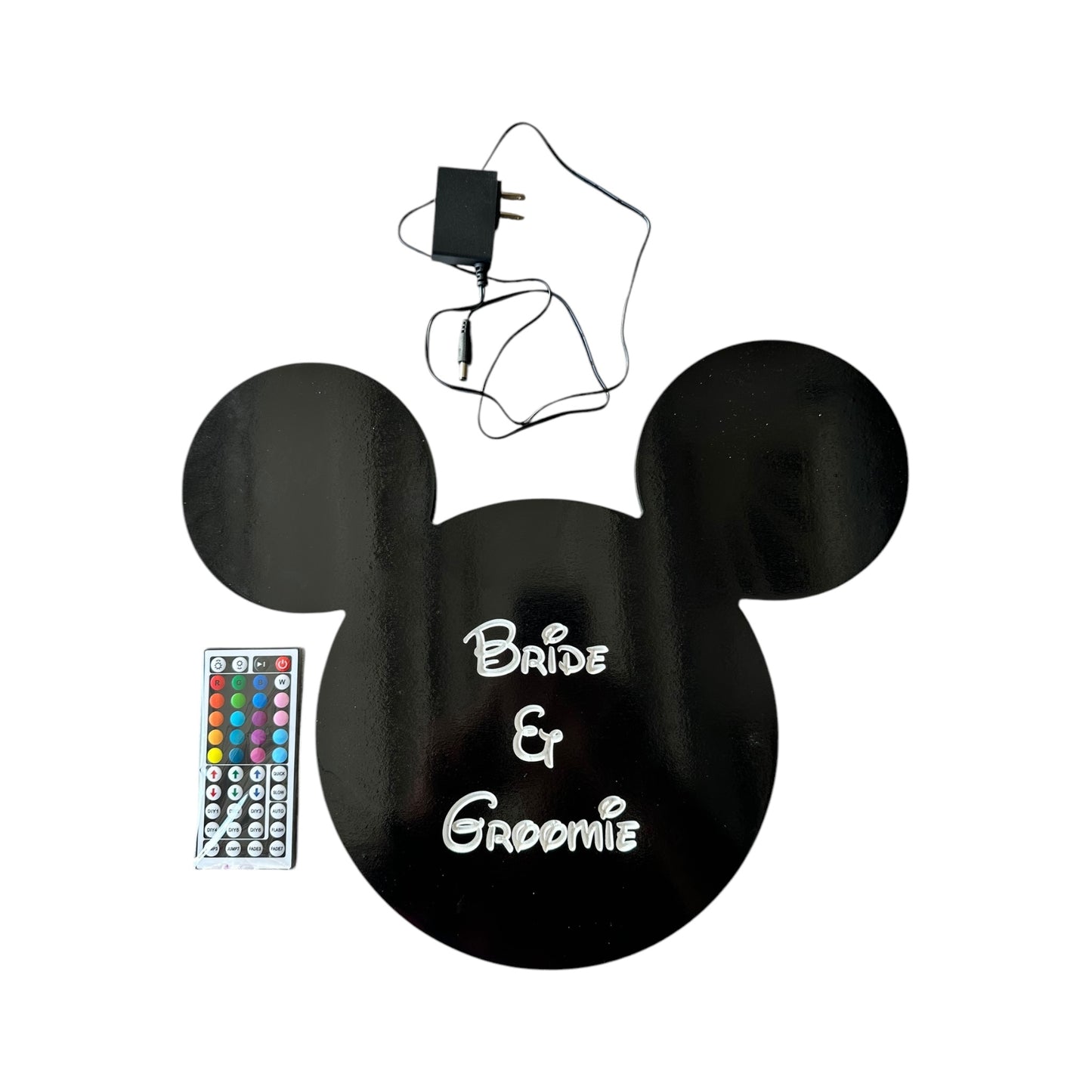 wooden mickey head silhouette with led lights