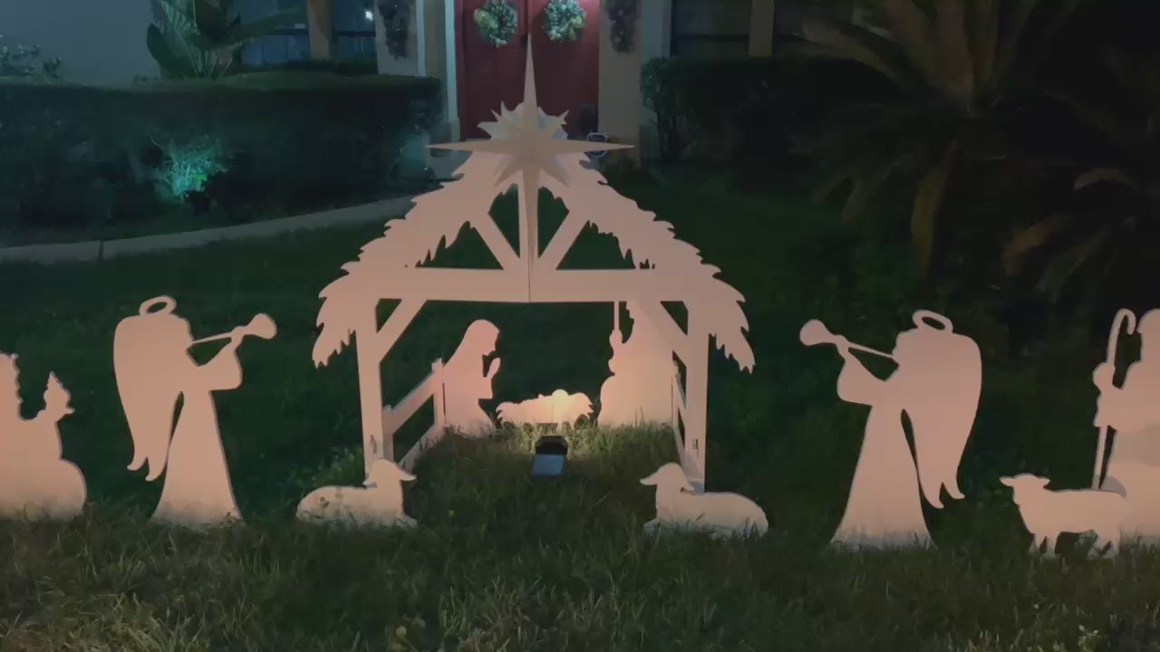 video of large outdoor nativity scene set