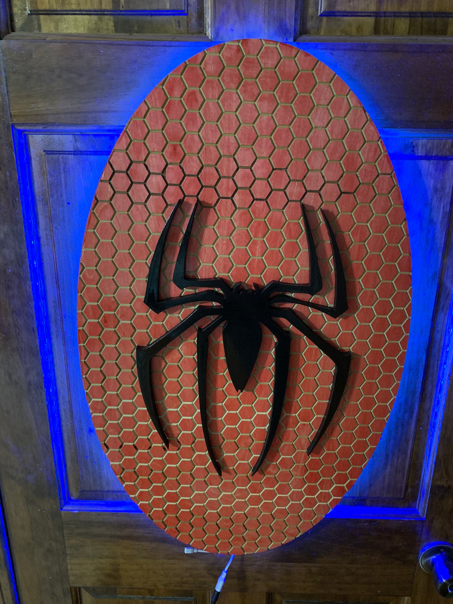 Spiderman Wood LED Sign with multicolored LED lights, Marvel, Disney, Avengers