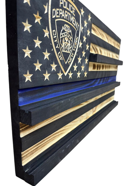 Custom Challenge Coin Display American Flag with Engraved Badge and Personalization