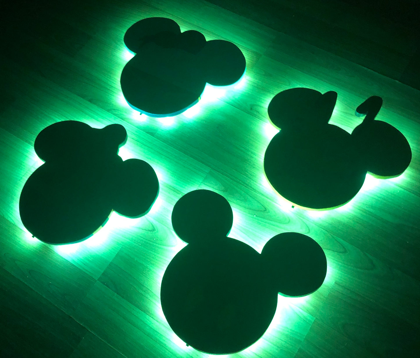 Wood Mickey Mouse and Friends Mickey Heads 12" Wide, Nursery LED sign, Wall Art, Disney Theme, Nursery Theme