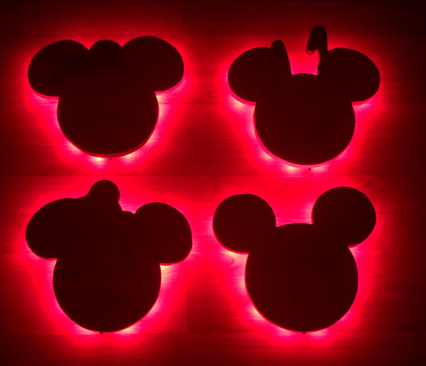 Wood Mickey Mouse and Friends Mickey Heads 12" Wide, Nursery LED sign, Wall Art, Disney Theme, Nursery Theme