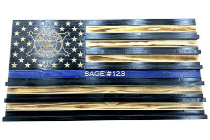 Custom Challenge Coin Display American Flag with Engraved Badge and Personalization