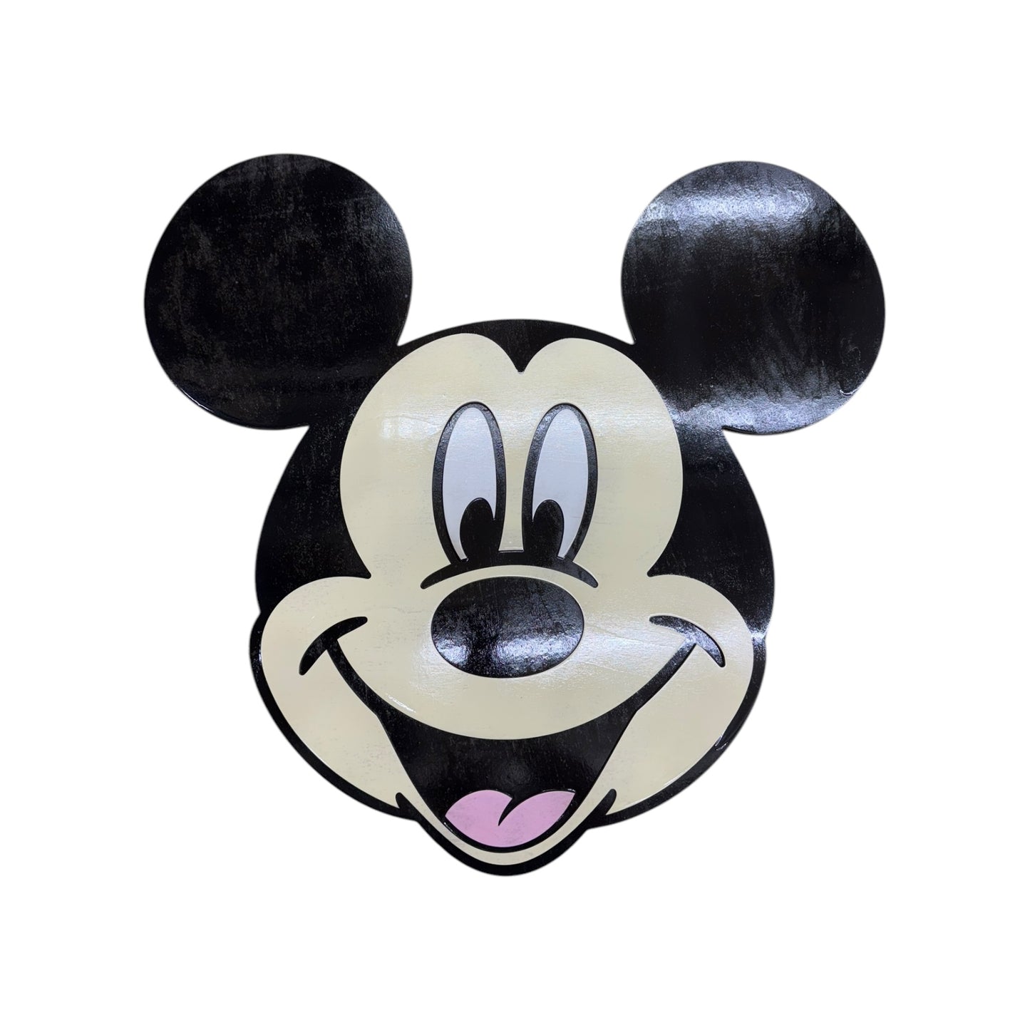 Wooden Mickey-Inspired Face Wall Hanging with LED Backlighting