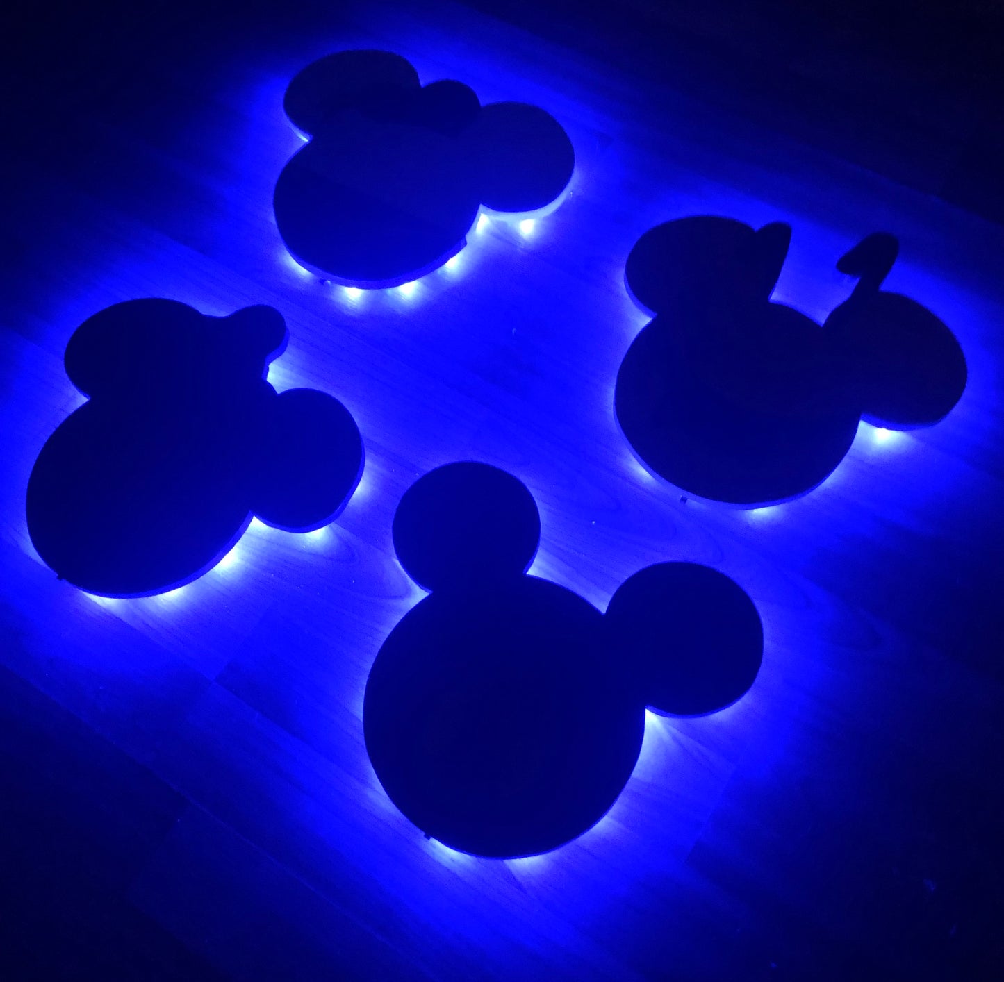 Wood Mickey Mouse and Friends Mickey Heads 12" Wide, Nursery LED sign, Wall Art, Disney Theme, Nursery Theme