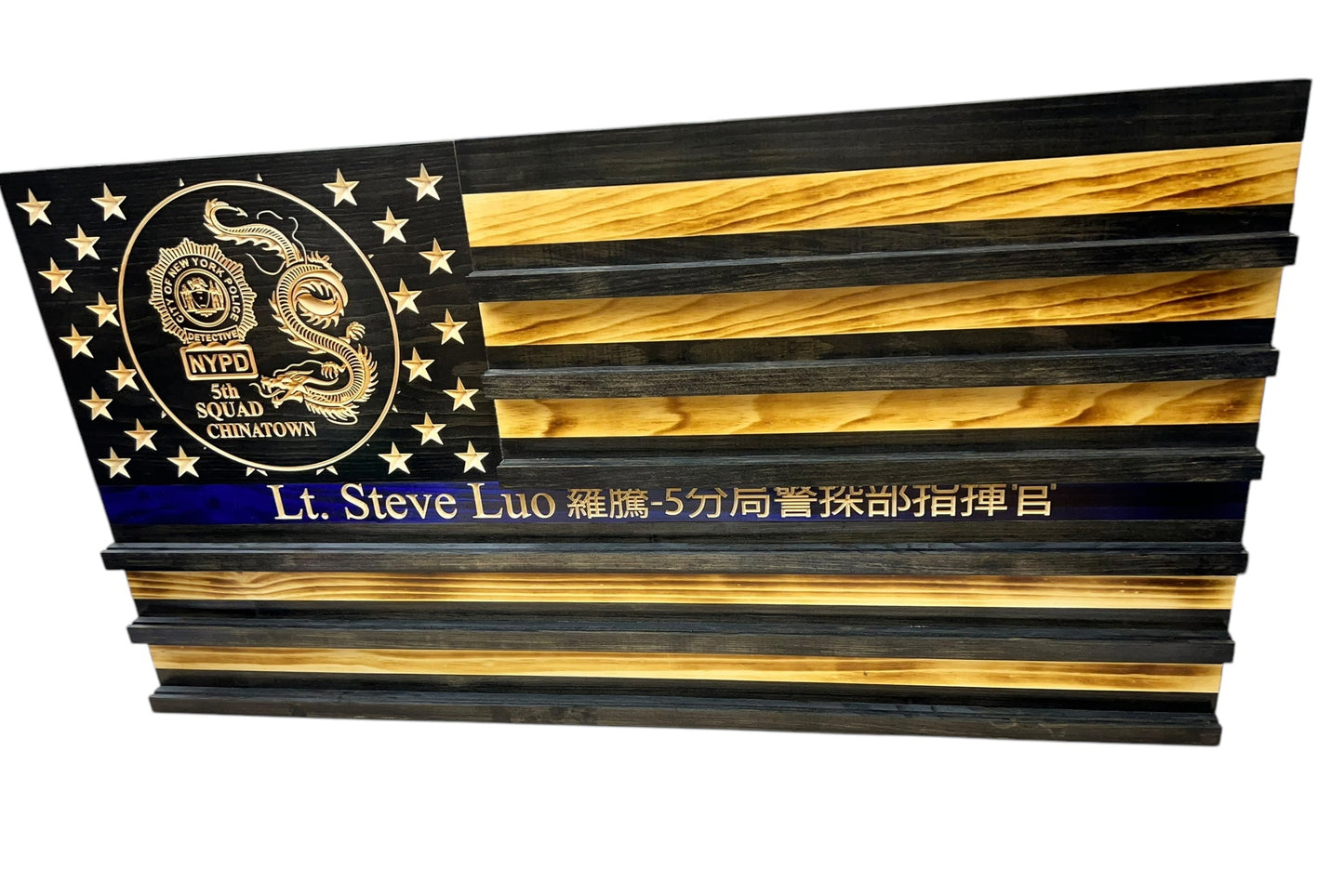 Custom Challenge Coin Display American Flag with Engraved Badge and Personalization