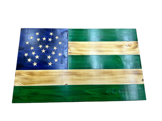 Custom NYPD wooden flag with optional challenge coin shelves for police officer gift