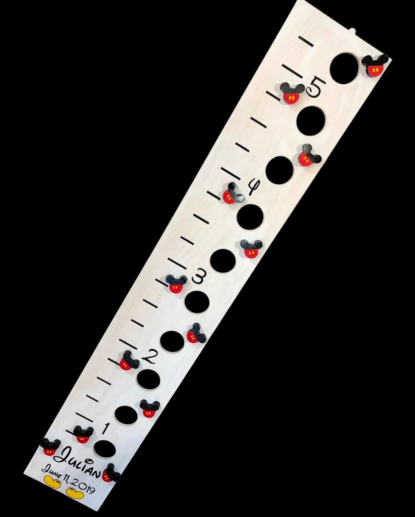 Custom Wooden Growth Chart with Picture Slots and Personalized Design