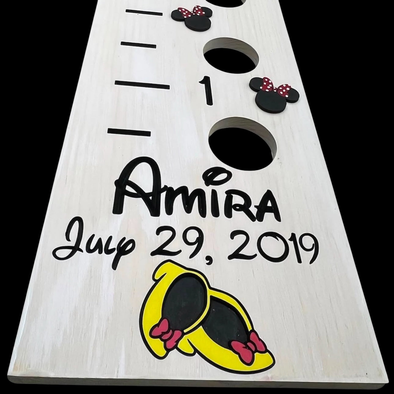 Custom Wooden Growth Chart with Picture Slots and Personalized Design