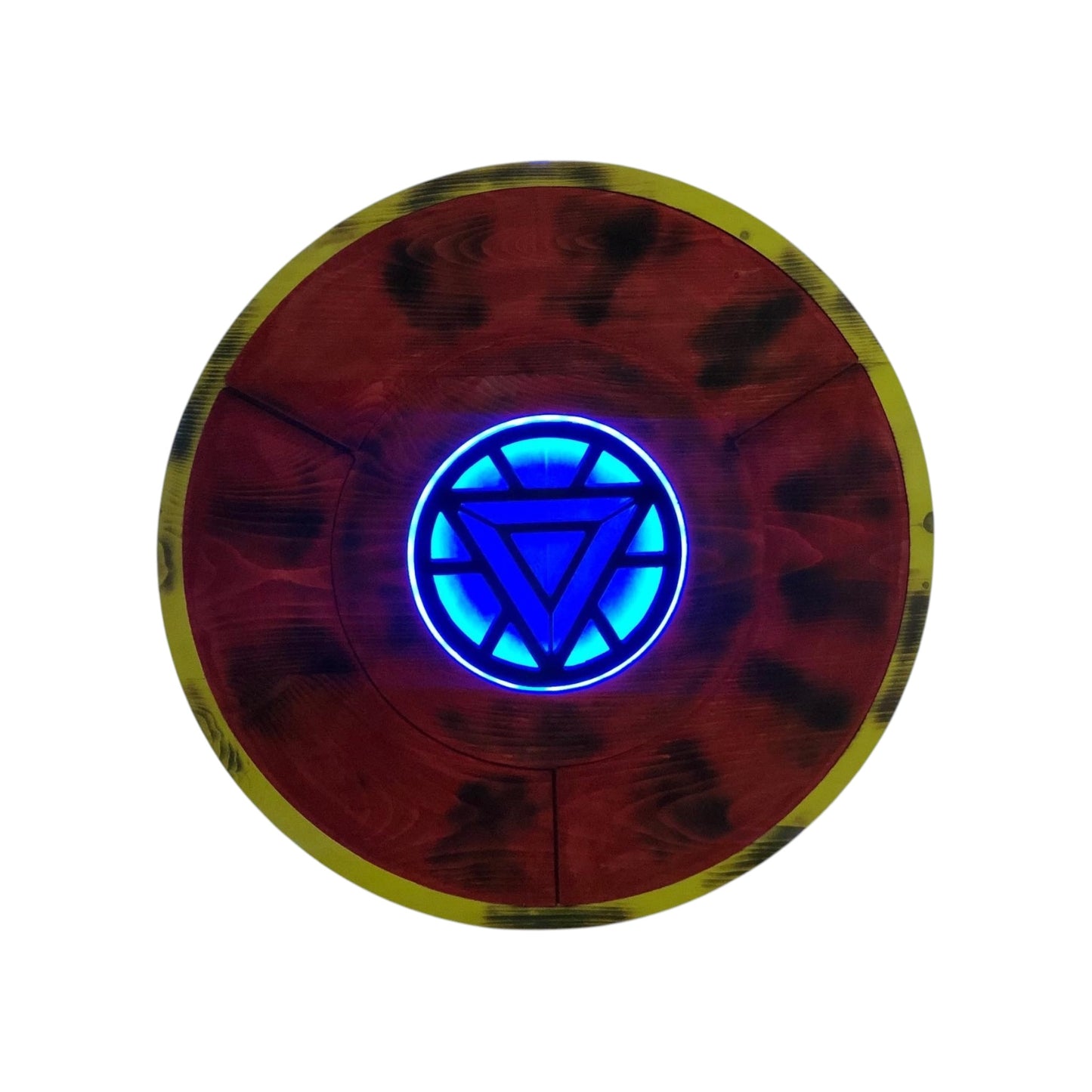 wooden ironman arc reactor with led lights