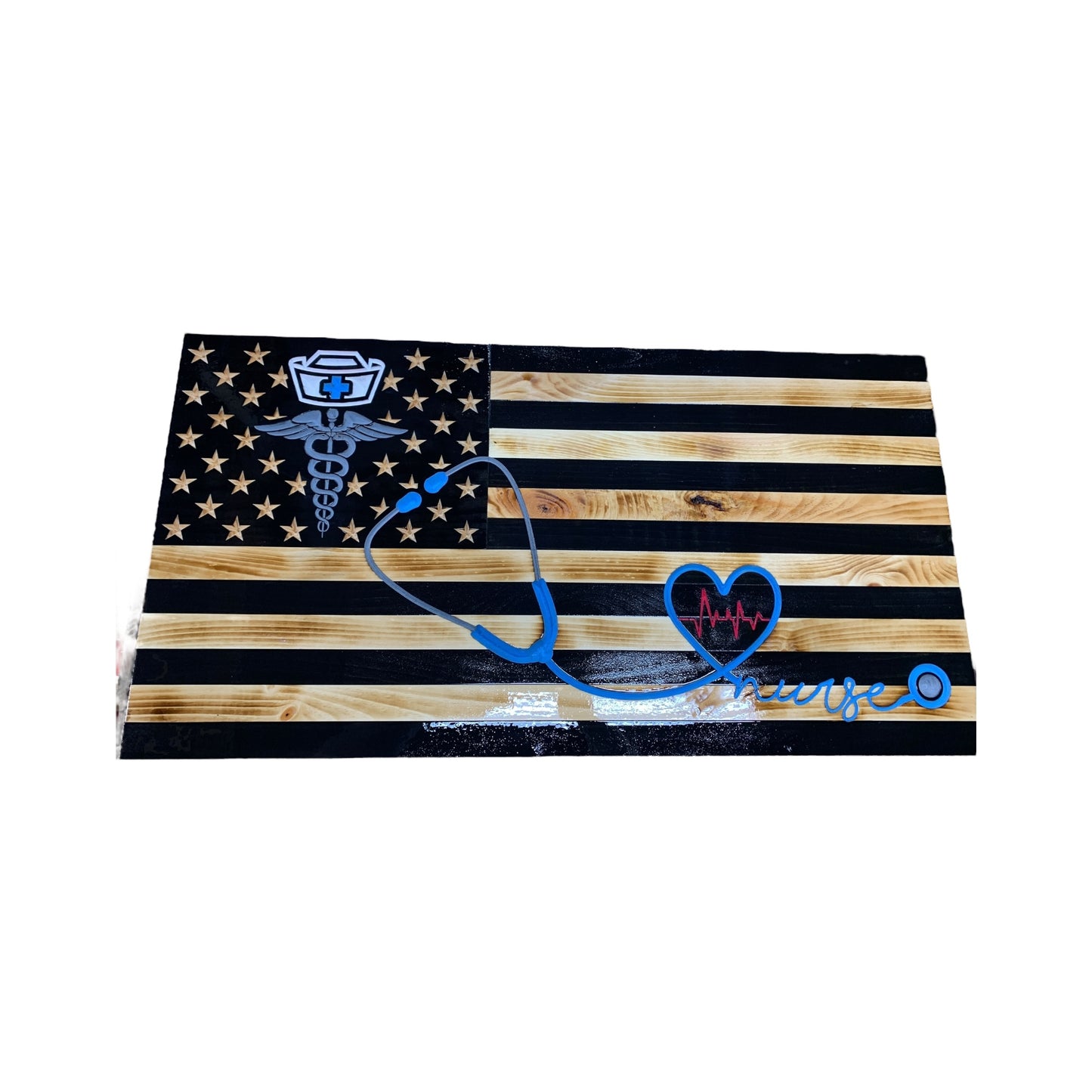 Nurse American Flag, Wood Flag, Subdued Flag, Nurse Gift