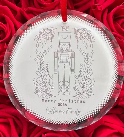 Personalized Flat Glass Ornament – Custom Engraved Keepsake with Gift Box