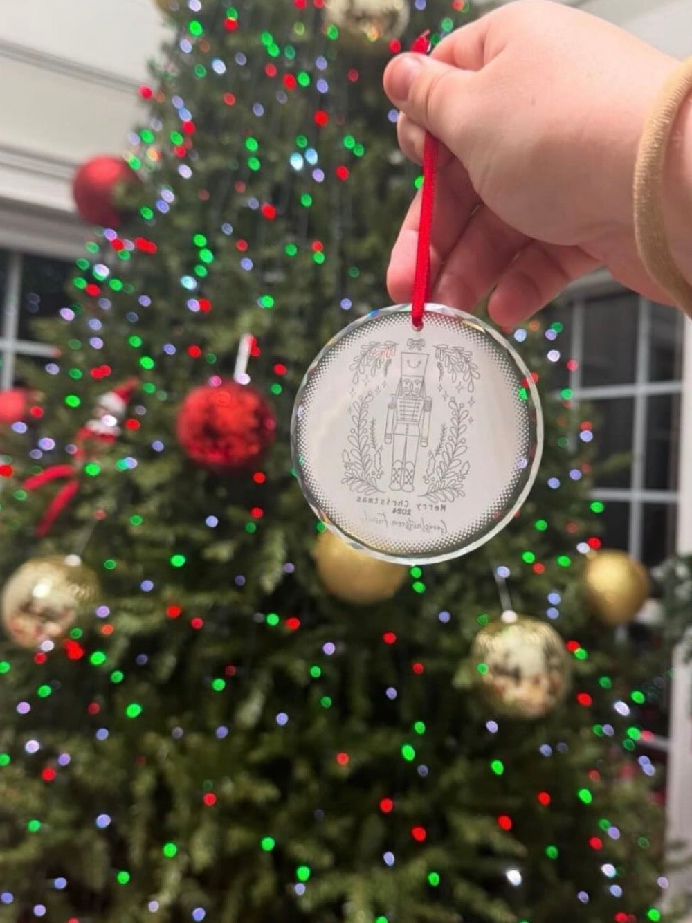 Personalized Flat Glass Ornament – Custom Engraved Keepsake with Gift Box