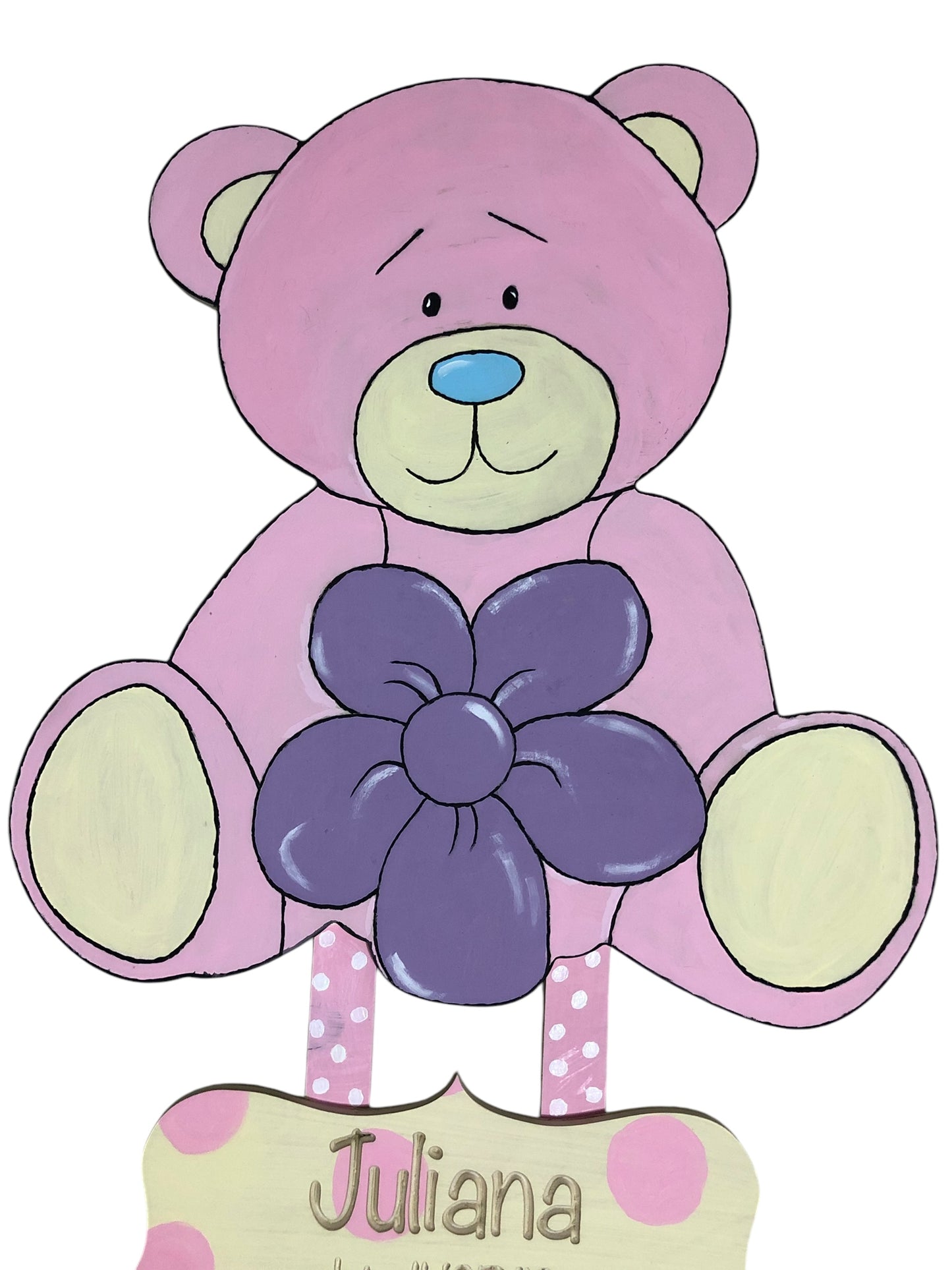 teddy bear holding a flower front view